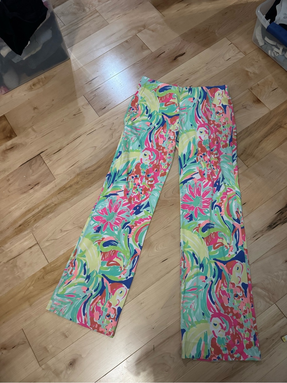 Lilly Pulitzer Bright Pink, Mint & Blue Tropical Wide-Leg Pants